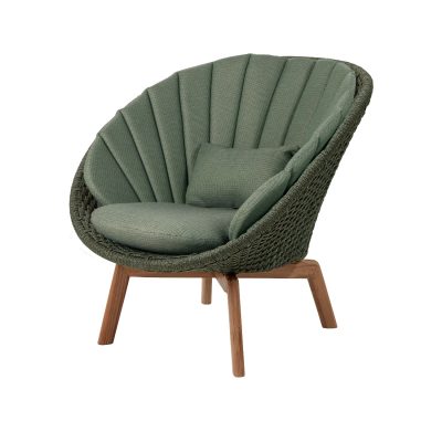 Pair of Cane-Line - Green Peacock Lounge Chair with Teak Legs